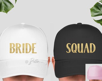 Bride Squad Trucker hats - BACHELORETTE, bride, squad, tribe, bridal party hats, wedding caps / hat - CUSTOM HATS -