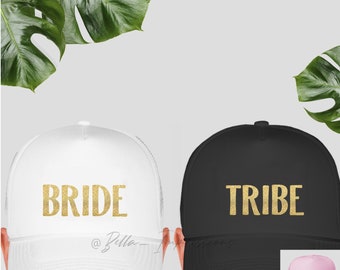 Bride Tribe Trucker hats - BACHELORETTE, bride, squad, tribe, bridal party hats, wedding caps / hat - CUSTOM HATS -