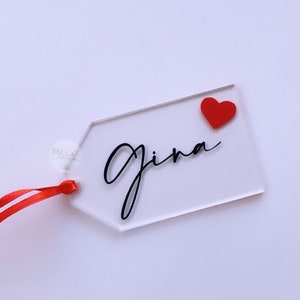 Name Tag, Acrylic Personalized Gift Tags, Luggage Tag, • Clear Gift Tag • Valentines Day Gift - Wedding Favors • Keychain Option