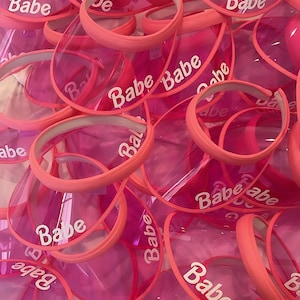 Babe & Bride, Girlie Bachelorette Visors, Personalized Retro Beach Party Gifts, Pool Party Bridal Shower Favors, Sun Visor PINK BLACK WHITE