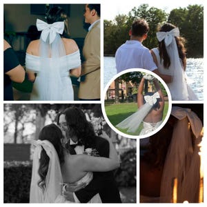 Personalized White Bride Bow, Veil, XXL Bow, Tulle Veil, Bachelorette Gift, Wifey to Be, Bridal Shower Gift, Bridesmaid Favors, Hair Clip image 3