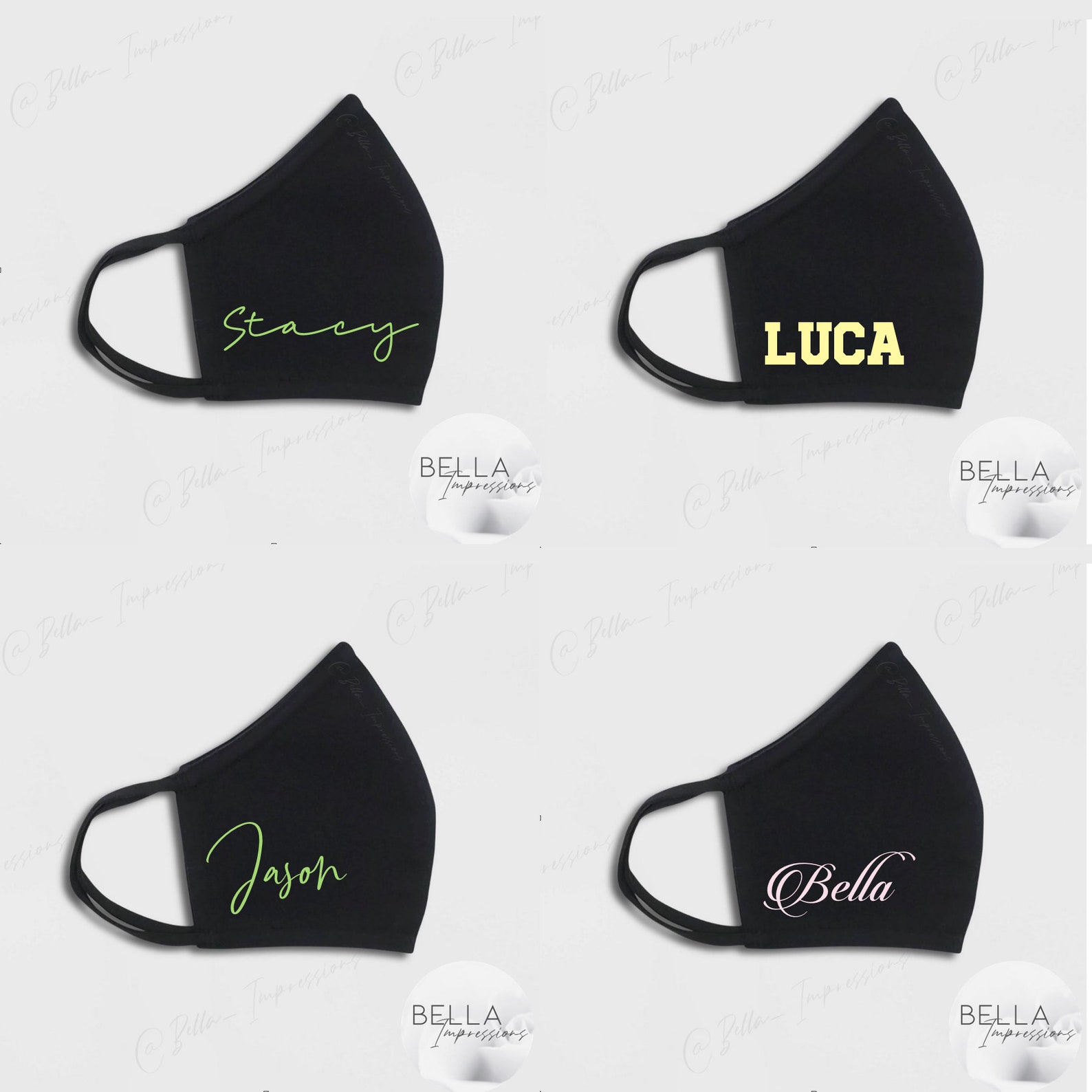 Customizable Face Mask Custom Name / Logo Print Etsy