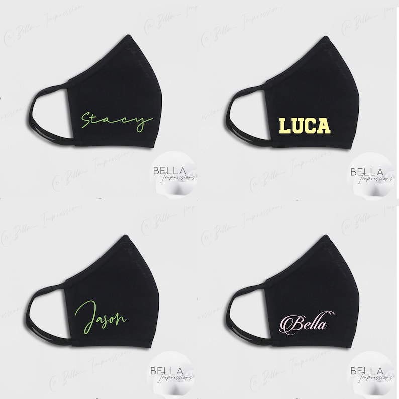Customizable Face Mask Custom Name / Logo Print Etsy