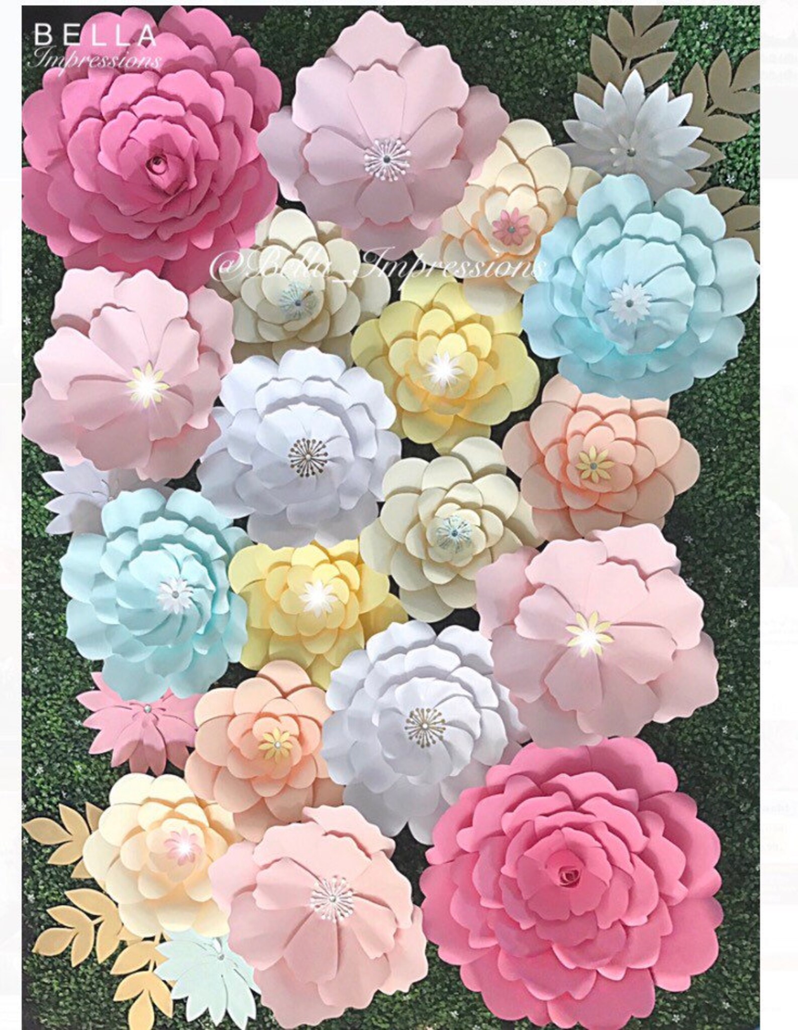 17 pcs PAPER FLOWER BACKDROP All flowers in image Etsy