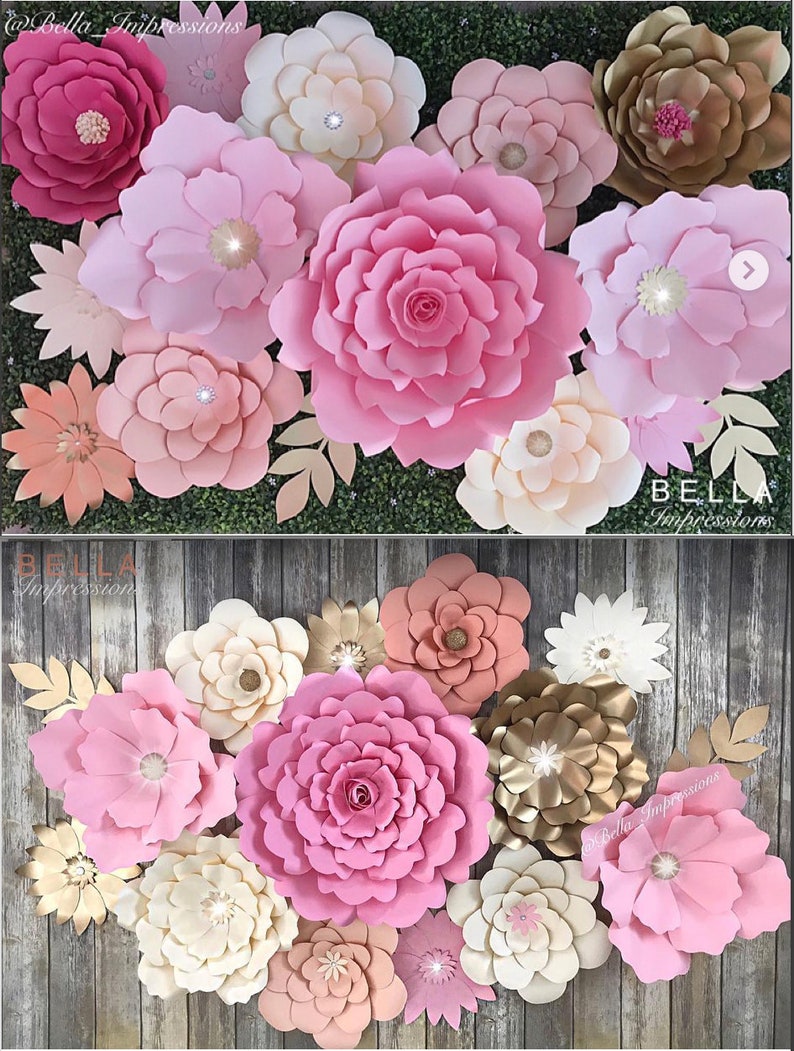 17 pcs PAPER FLOWER BACKDROP All flowers in image Etsy