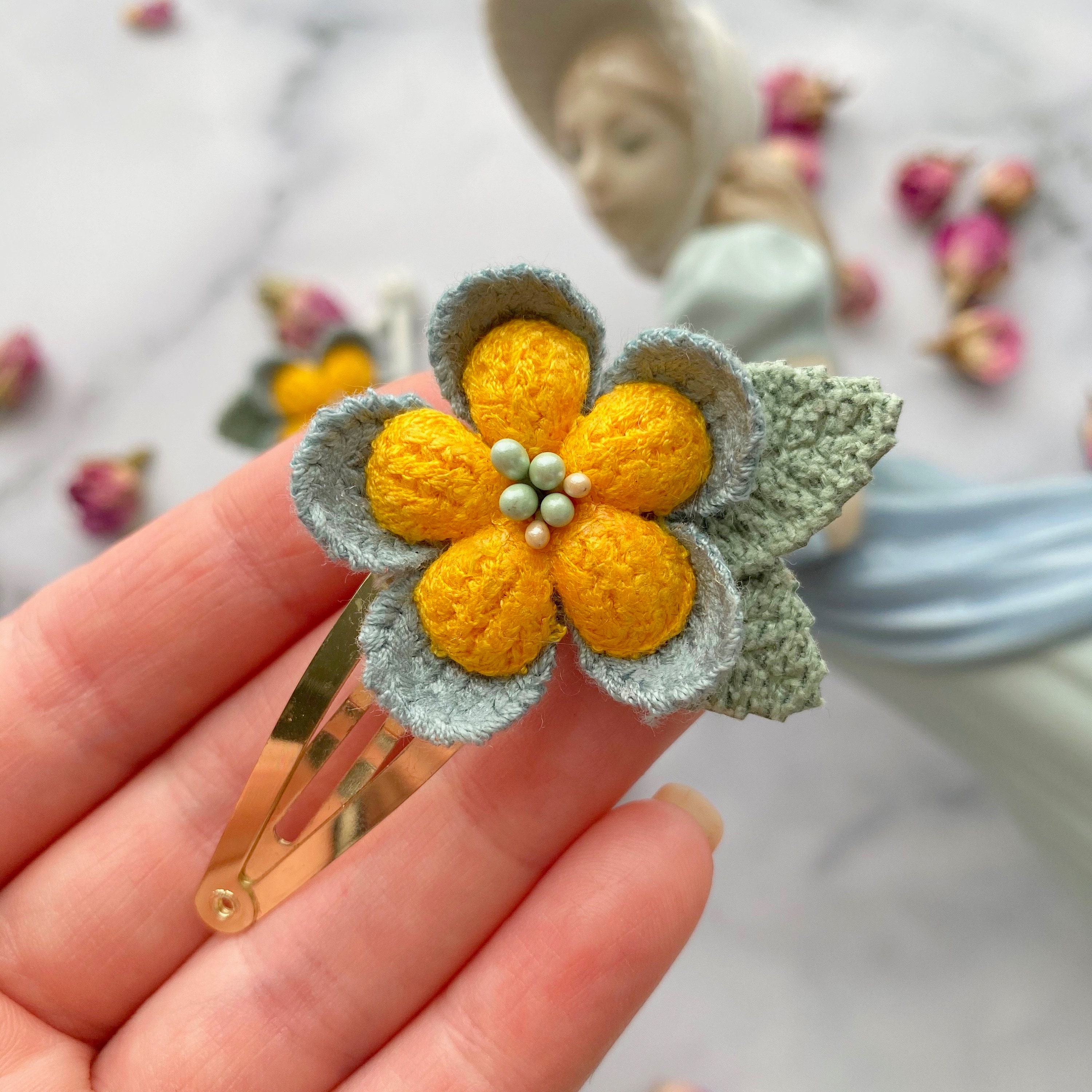 Hand Made Flower Snap Hair Clips With Matching Flower Brooch Etsy Australia