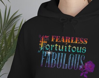 Pride hoodie, Fearless fortuitous fabulous, gifts for gay men, lgbtq, lesbian, for friend, Unisex Heavy Blend Hooded Sweatshirt