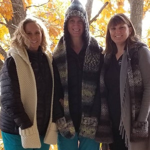 Crochet Scarf with Hood and Pockets