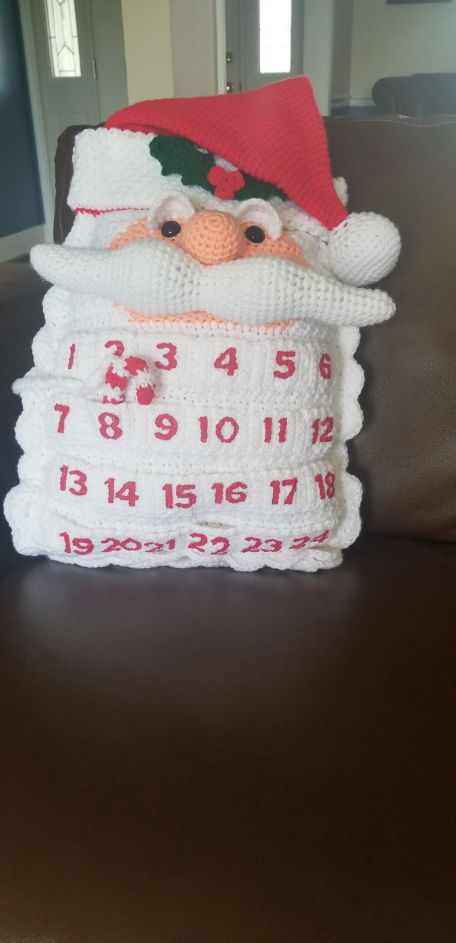 Crochet Santa Christmas Count Down Pillow - Etsy