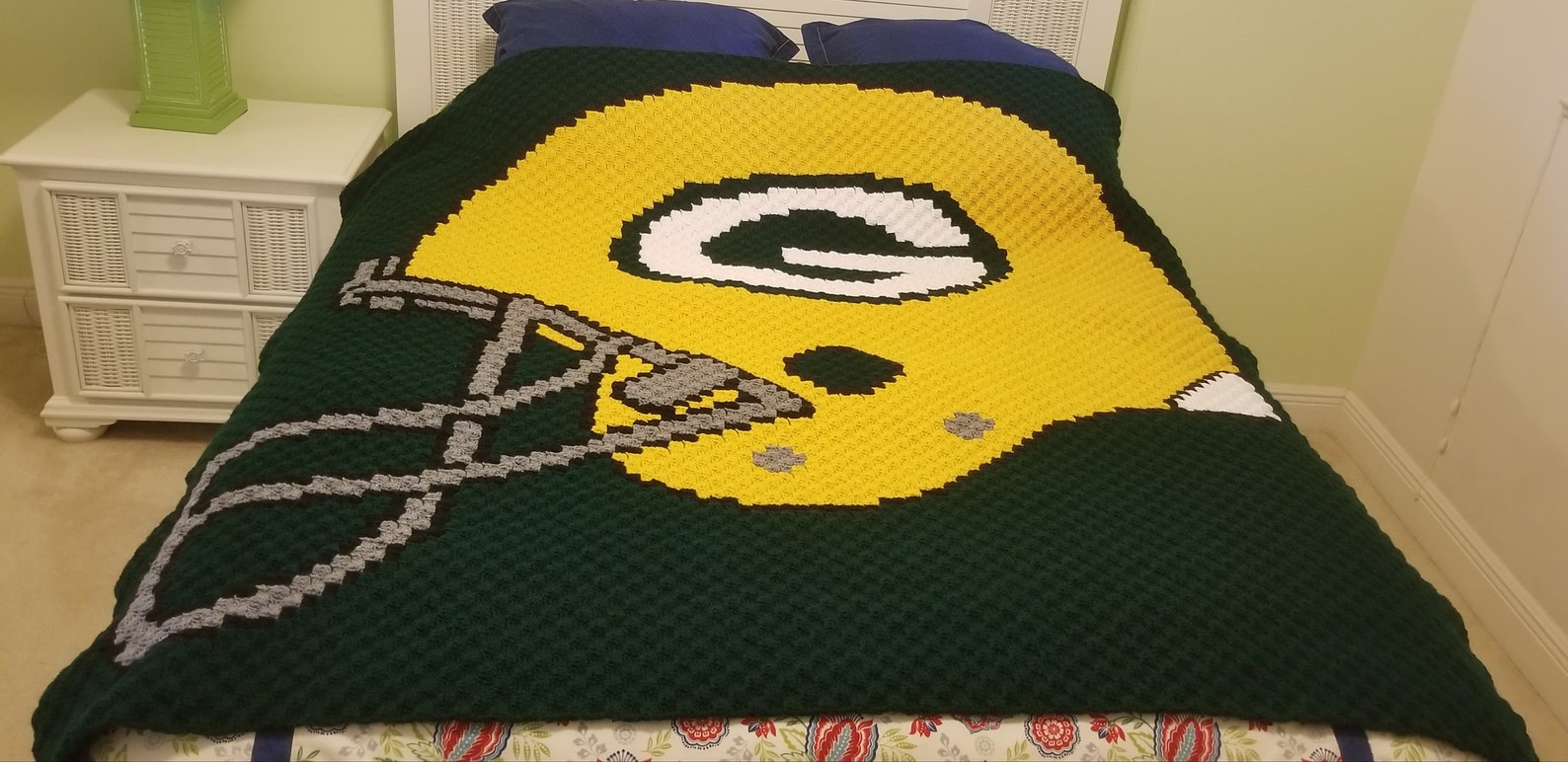 Green Bay Packers Helmet Crochet Blanket Etsy
