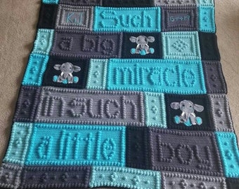 Crochet &quot;Such A Big Miracle In Such A Little Boy/Girl&quot; Blanket