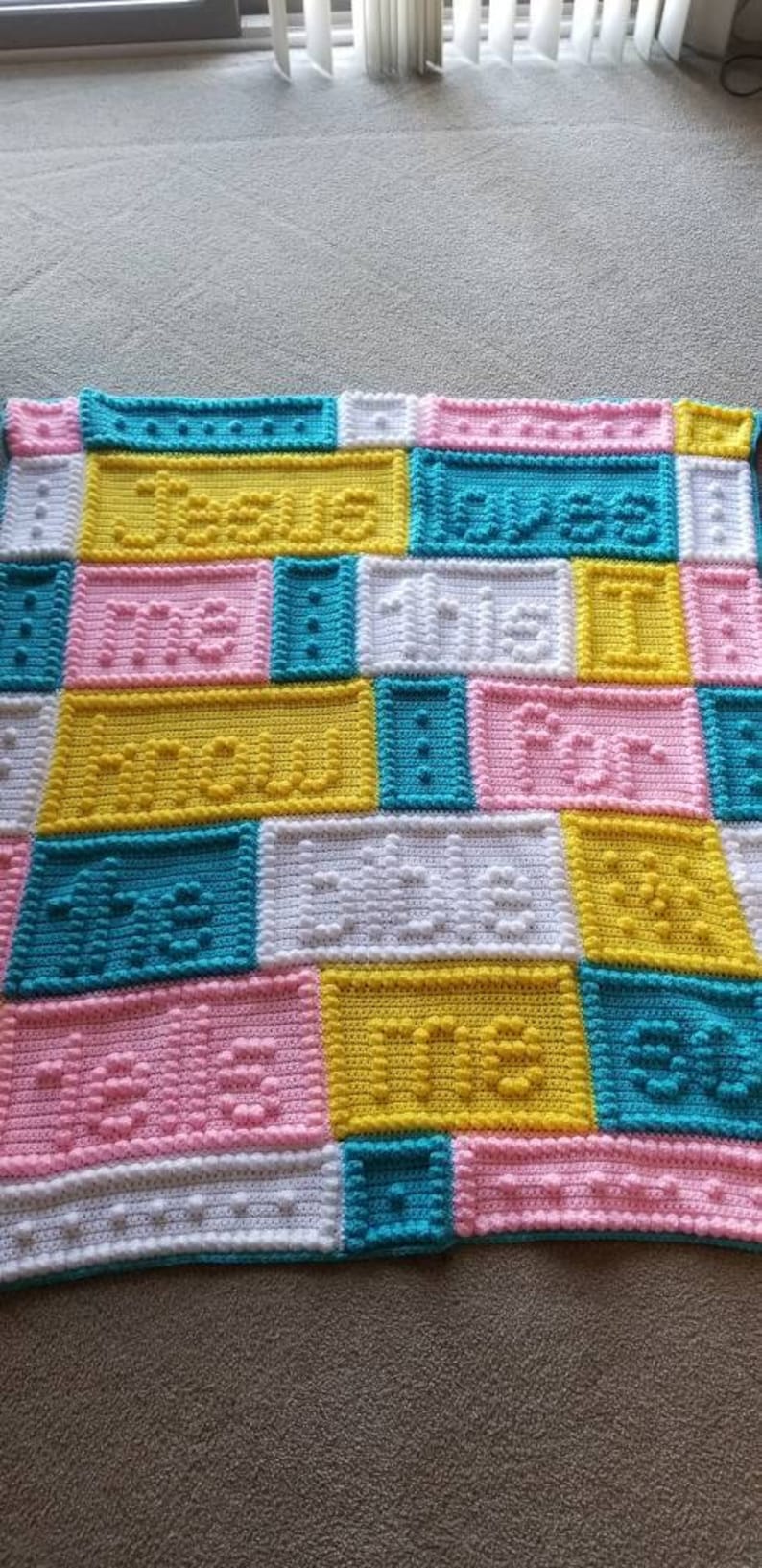 Crochet Jesus Loves Me Blanket Etsy