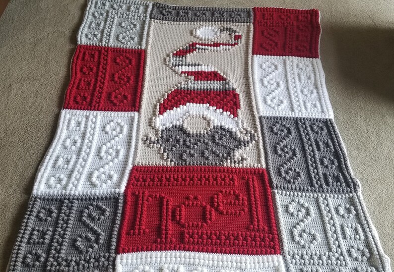 Crochet Gnome blanket or Christmas/Noel Blanket