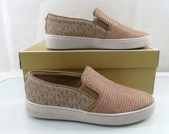 Michael Kors Keaton Slip On Sneaker Glitter Chain Mesh Camel Multi Size 9.5