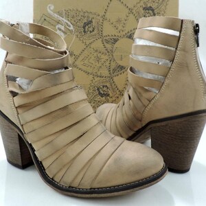 Free People HYBRID Strappy Heel Ankle Boots Booties Zip Beige Size EUR 38 / US 8 image 3