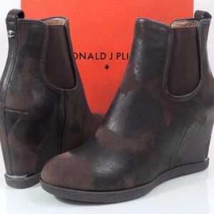 Donald J Pliner Dillon Wedge Heels Booties Espresso Vintage Brown Suede Size 10 image 2