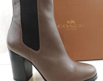 Coach New York Size 10 Odelle Gored High Heels Ankle Boots Booties Smoke Grey Size 10