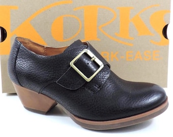 Korks by Kork Ease Little Monk Strap Slip On Booties Leather Black Size 6.5
