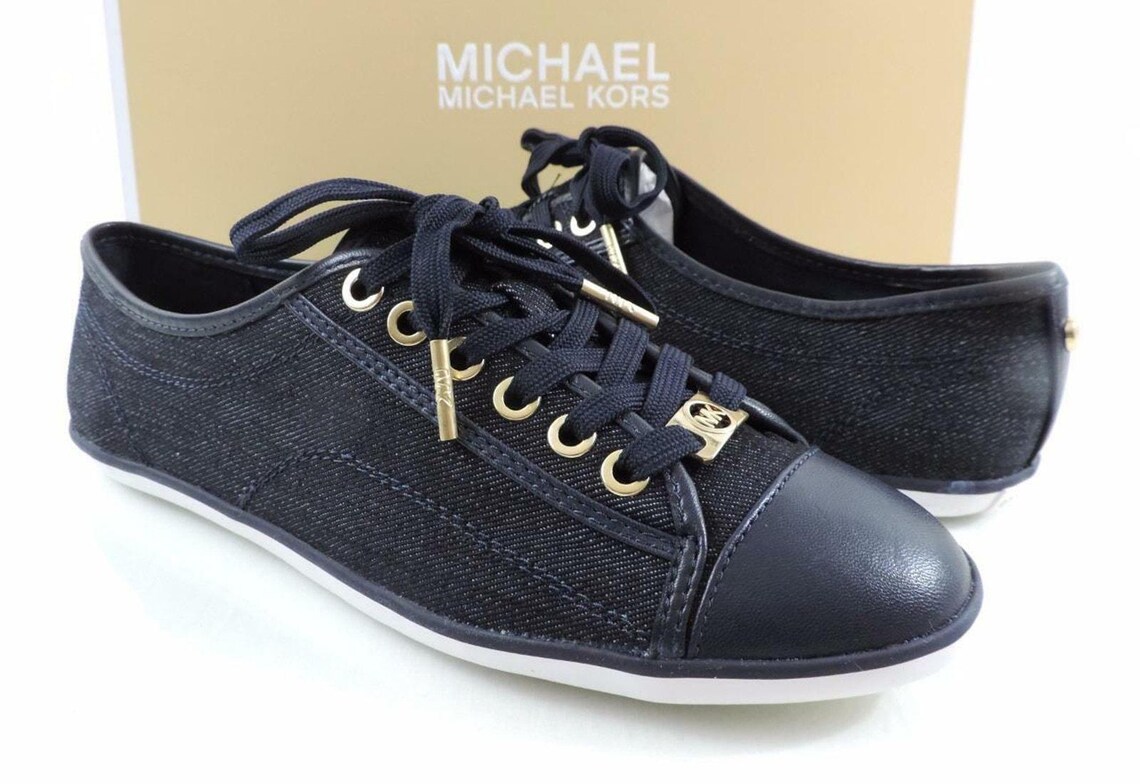 Women's Shoes Michael Kors Kristy Lace Up Fashion Sneakers Dark Denim Size 6.5, foto 2 de 5