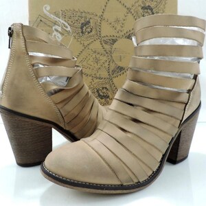 Free People HYBRID Strappy Heel Ankle Boots Booties Zip Beige Size EUR 38 / US 8 image 4