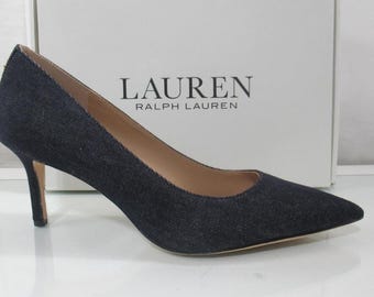 LAUREN Ralph Lauren Lanette Pointed Toe Pumps Heels Blue Denim Size 10