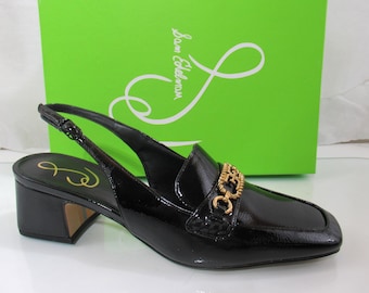 Sam Edelman Teana Slingback Loafers Pumps Heels Black Patent Size 7