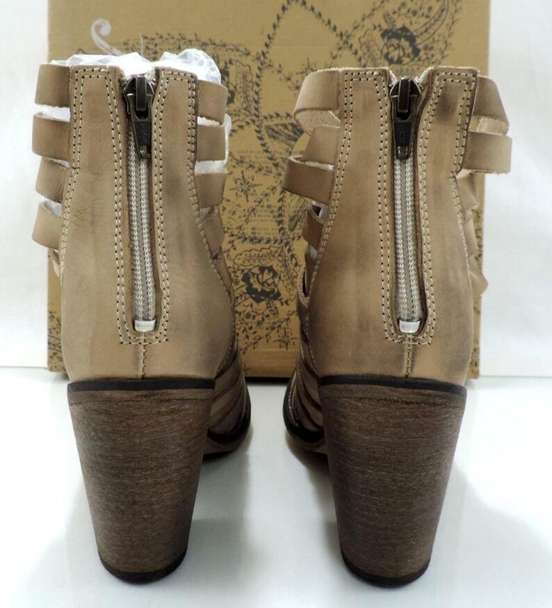 Free People HYBRID Strappy Heel Ankle Boots Booties Zip Beige Size EUR 38 / US 8 image 6