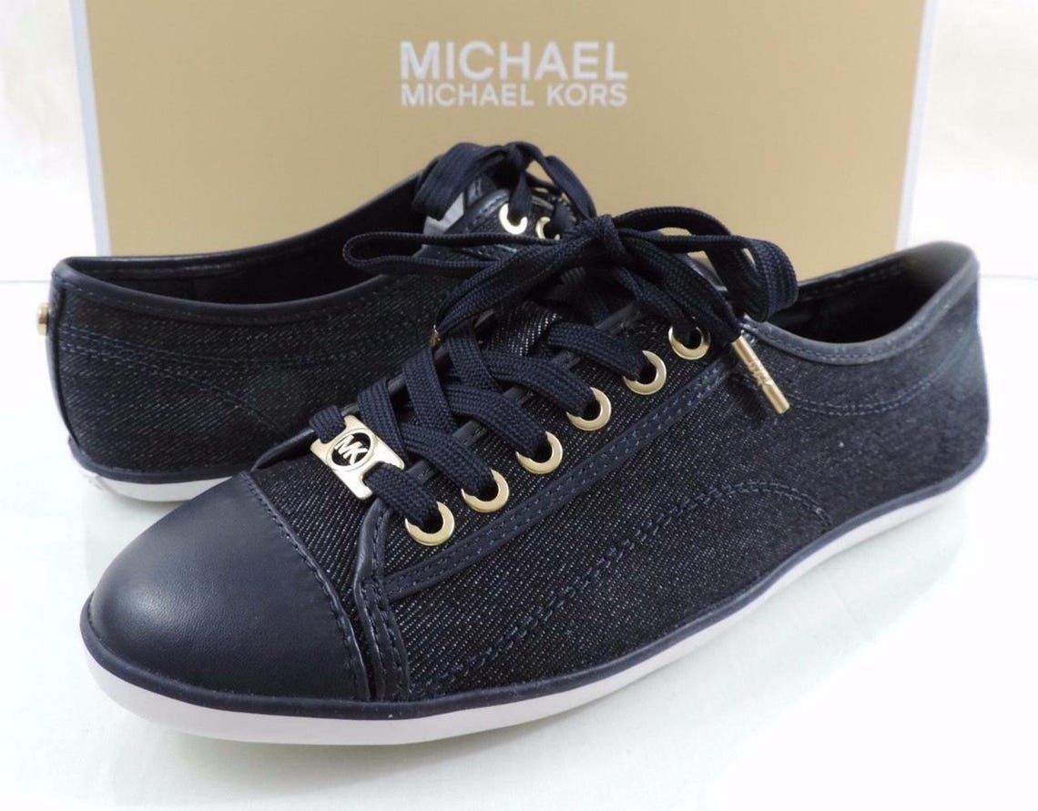 Women's Shoes Michael Kors Kristy Lace Up Fashion Sneakers Dark Denim Size 6.5, foto 3 de 5