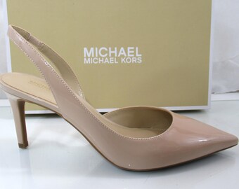 Michael Kors Alina Flex Sling Pump Pointy Toe Patent Leather Light Blush Size 9