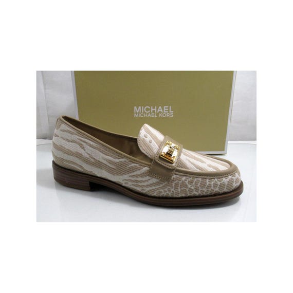 Michael Kors, Michael Kors Padma Loafer Flat Shoes MK Logo Hardware Camel Multi Size 7