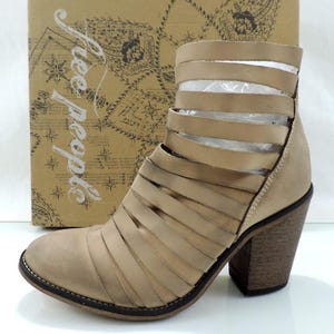 Free People HYBRID Strappy Heel Ankle Boots Booties Zip Beige Size EUR 38 / US 8 image 2