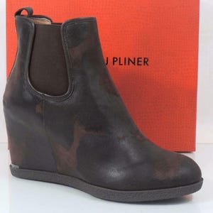 Donald J Pliner Dillon Wedge Heels Booties Espresso Vintage Brown Suede Size 10 image 3