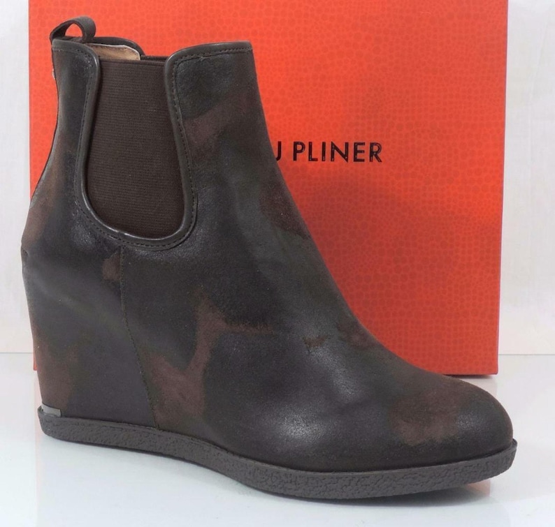 Donald J Pliner Dillon Wedge Heels Booties Espresso Vintage Brown Suede Size 10 image 3