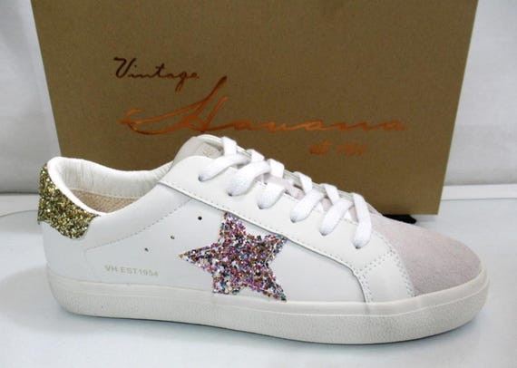 Women's Vintage Havana Cora Lace Up Slip On Star Sneakers White Multi Size 11