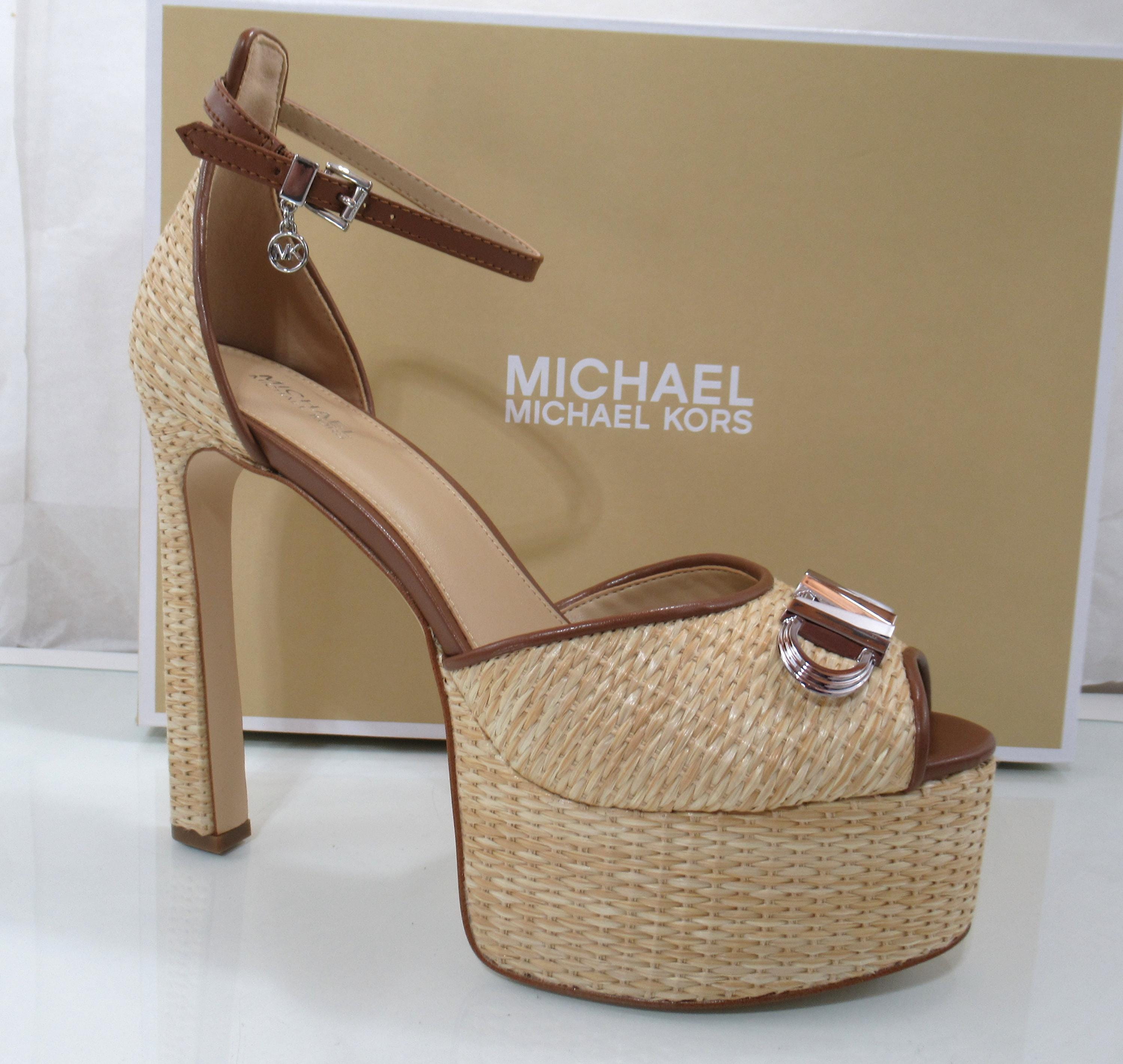 Michael Kors Martina Peep Toe Platform Pump Sandal Natural