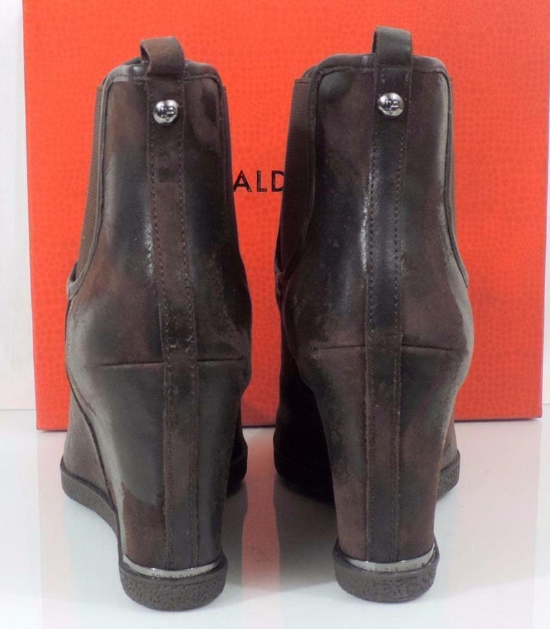 Donald J Pliner Dillon Wedge Heels Booties Espresso Vintage Brown Suede Size 10 image 6