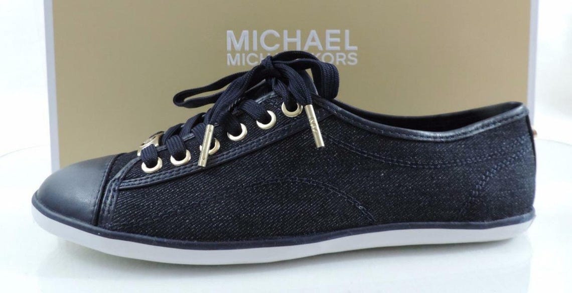 Women's Shoes Michael Kors Kristy Lace Up Fashion Sneakers Dark Denim Size 6.5, foto 4 de 5