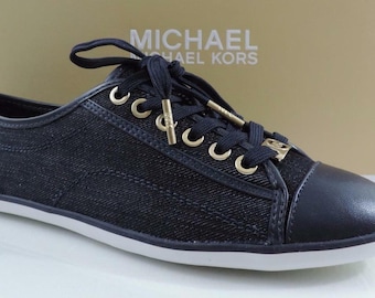 Women's Shoes Michael Kors Kristy Lace Up Fashion Sneakers Dark Denim Size 6.5