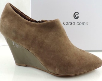 Corso Como Model Ankle Wedge Booties Pumps Taupe Suede Size 9.5