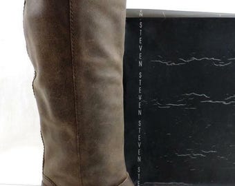 Women's Shoes Steven by Steve Madden Ryley Riding Boots Brown Distressed Size 6