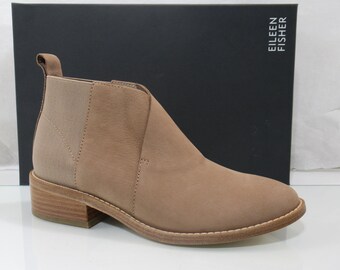 Eileen Fisher Rhlan Booties Ankle Boots Tumbled Nubuck Earth