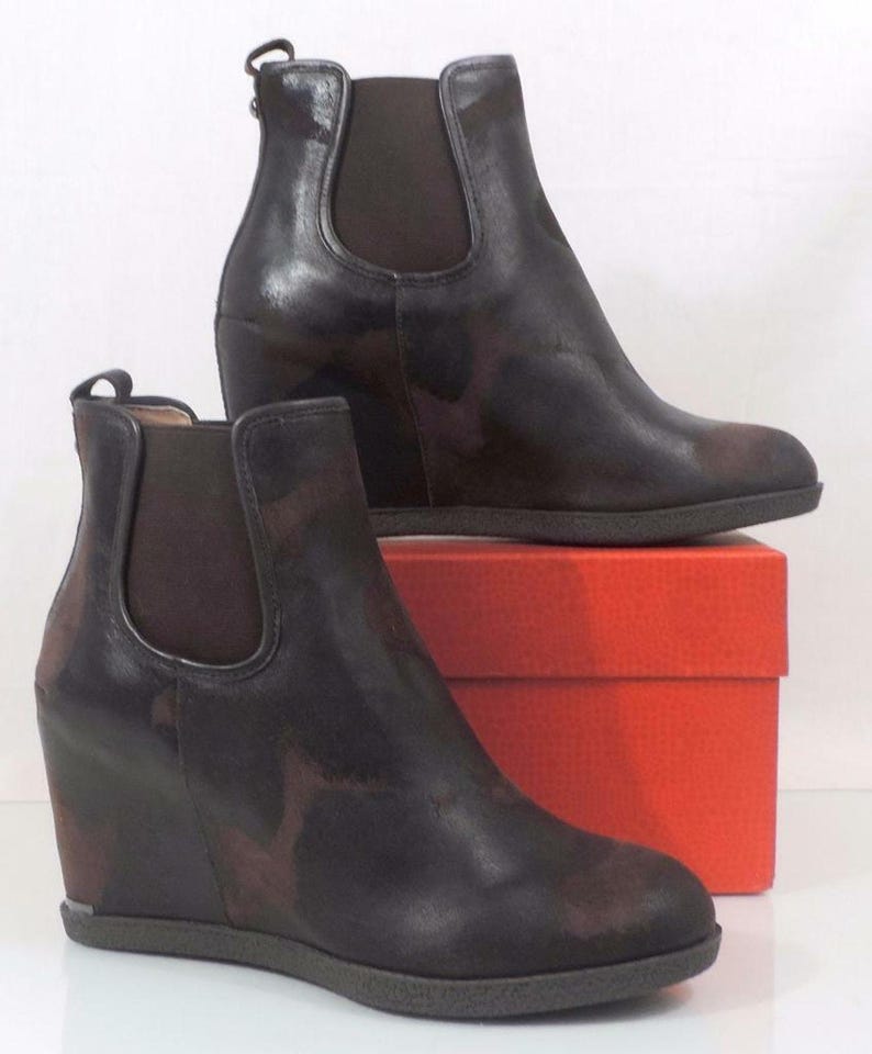 Donald J Pliner Dillon Wedge Heels Booties Espresso Vintage Brown Suede Size 10 image 7