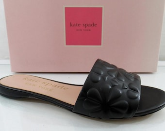 Kate Spade New York Emmie Slide Flats Sandals Dress Leather Black