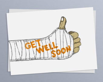 Get Well Soon Card Thumbs Up Broken Arm Wrist