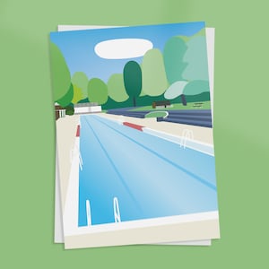 jesus green lido cambridge art illustration greetings card