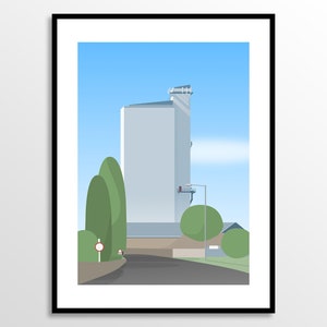 Art Print Grain Silo Tower King&#39;s Lynn Port Landmark Architecture Illustration A3 size