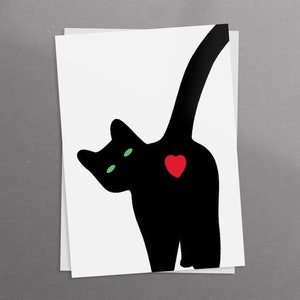 cat bum love heart valentine's card