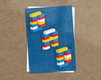 Lego Dad Birthday Card, Colorful Brick Design