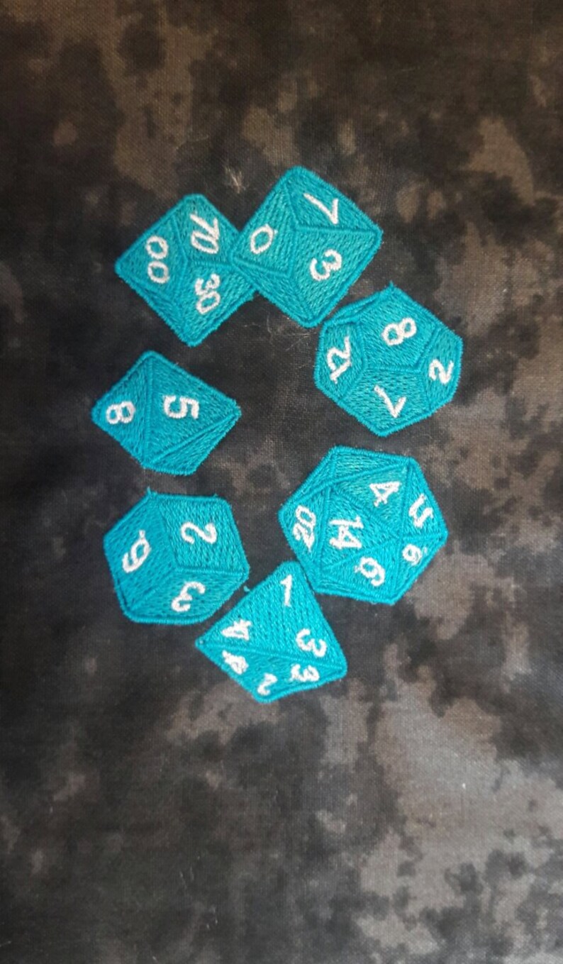 Dice Set D20, D12, D10, D8, D6, D4 Embroidery Machine Design PES Etsy