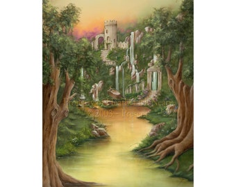 Mythische Wassertraumlandschaft Archival Giclée Fine Art Print | Mystic Falls von Heather McNeary Größen 8x10 (11x14 verfilzt),11x14 (16x20 verfilzt)